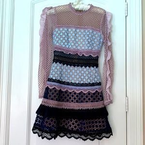 Self-portrait Bellis lace trim dress